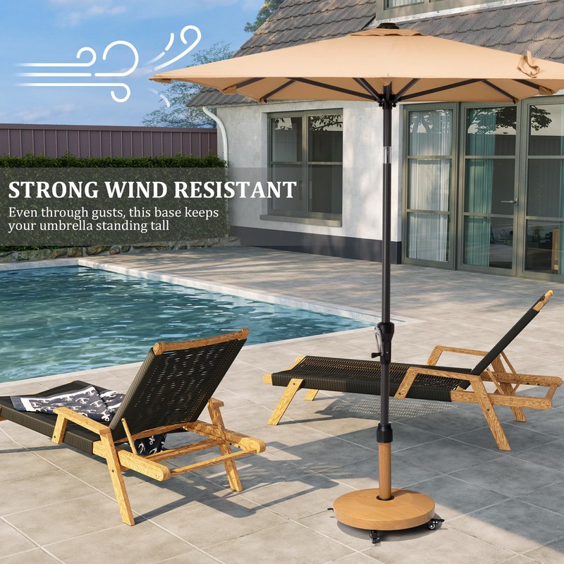 VredHom Patio Umbrella Base with 4 Wheels, 44lbs Round Heavy
