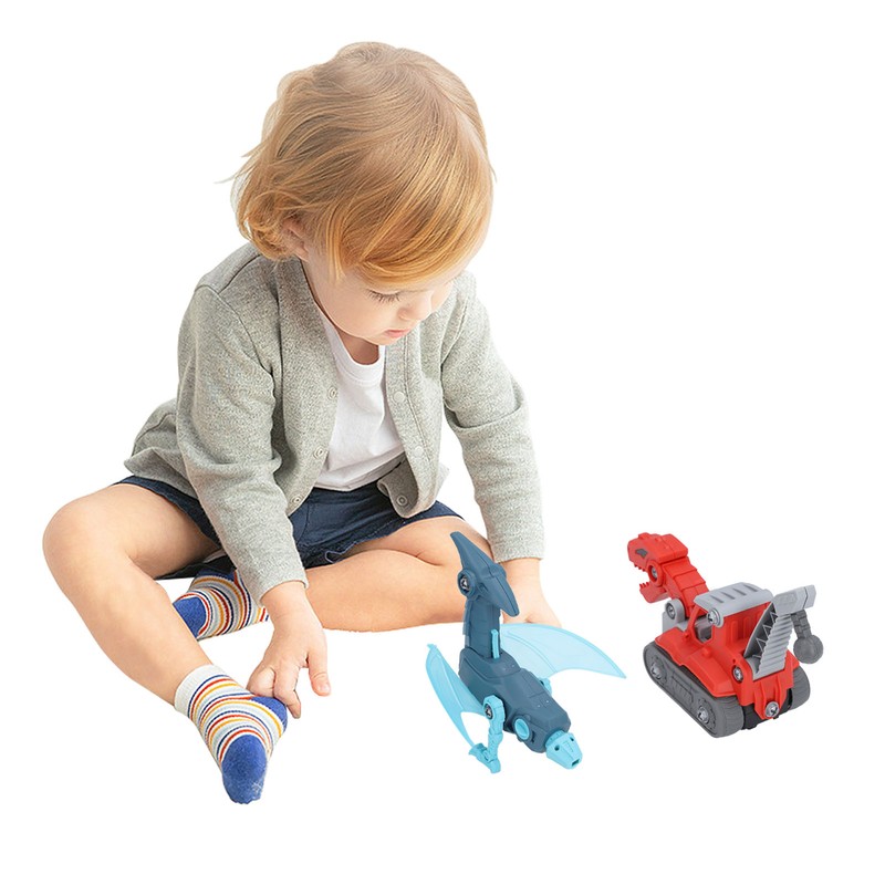 Kids DIY Vehicle Assemble Toy Imagination Development Dinosaur Transformation Car