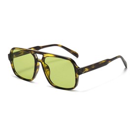 WDZAYXC Retro Sunglasses for Men and Women, Trendy, Retro Sunglasses with Large Frame, Leopard/Green