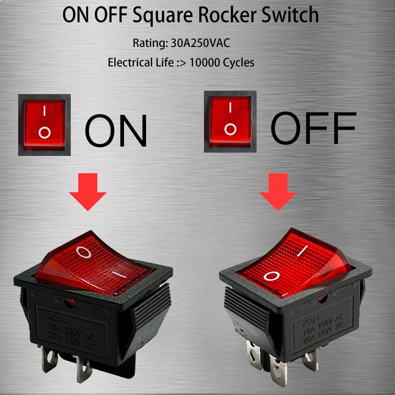 KCD4 Rocker Switch 4 Pin Rocker Switch DPST ON/Off Red