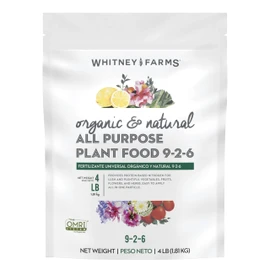 Whitney Farms Organic and Natural All Purpose Plant Food, for Raised Bed, Container and and In-Ground Plants, Vegetables, Flowers, Fruits and Herbs, 4 lb.