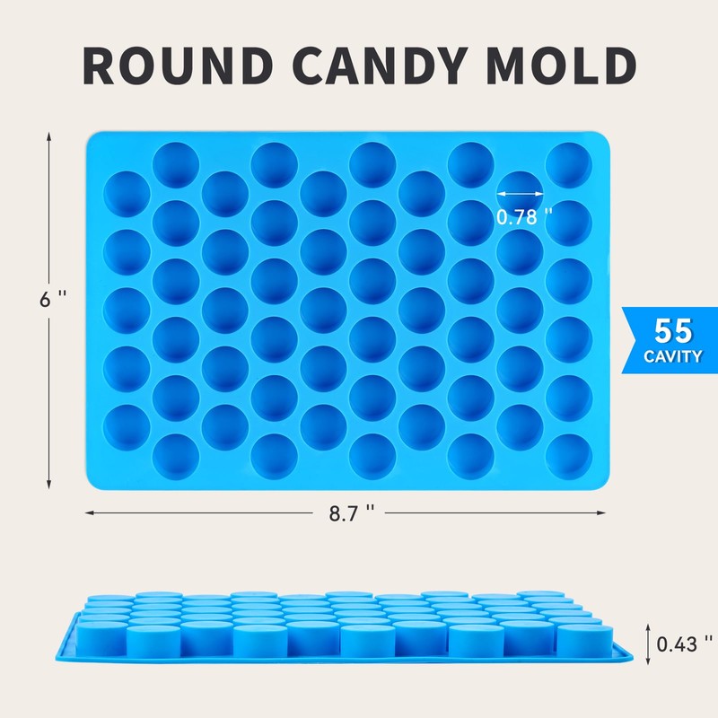 Puyeipt 4 Pcs Silicone Gummy Candy Molds, 55 Cavities Non-Stick