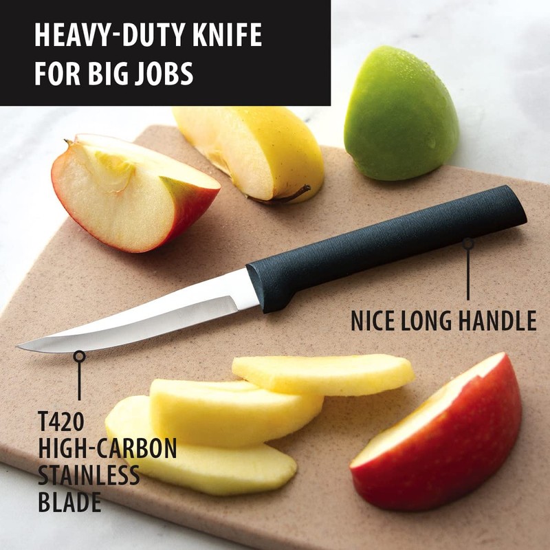RADA Cutlery Heavy Duty Paring Knife, Black Handle, Pack of