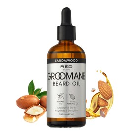 Red by Kiss Aceite Para Barba Groomane, Con Aceite De Argán Y Aceite De Almendras Dulces, Sin Parabenos Ni Ftalatos, Hidrata Y Suaviza El Vello De La Barba (85 Ml, Sándalo)