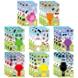 DAVBNM 24 Sheets Make-a-face Sticker, Make Your Own Sticker Sheets, Sprunki Sticker, for Birthday Party Decoration Party Supplies Gifts