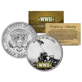 World War II Battle of IWO JIMA U.S. JFK Kennedy Half Dollar Coin