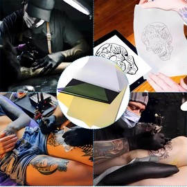 100 Hojas Papel Hectográfico para Tatuar, Transfer Temporales Imprimibles, Papel para Tatuajes de Impresora o Manual, 4 en 1, Tattoo Paper, Hojas Transfer para Tatuajes Temporales