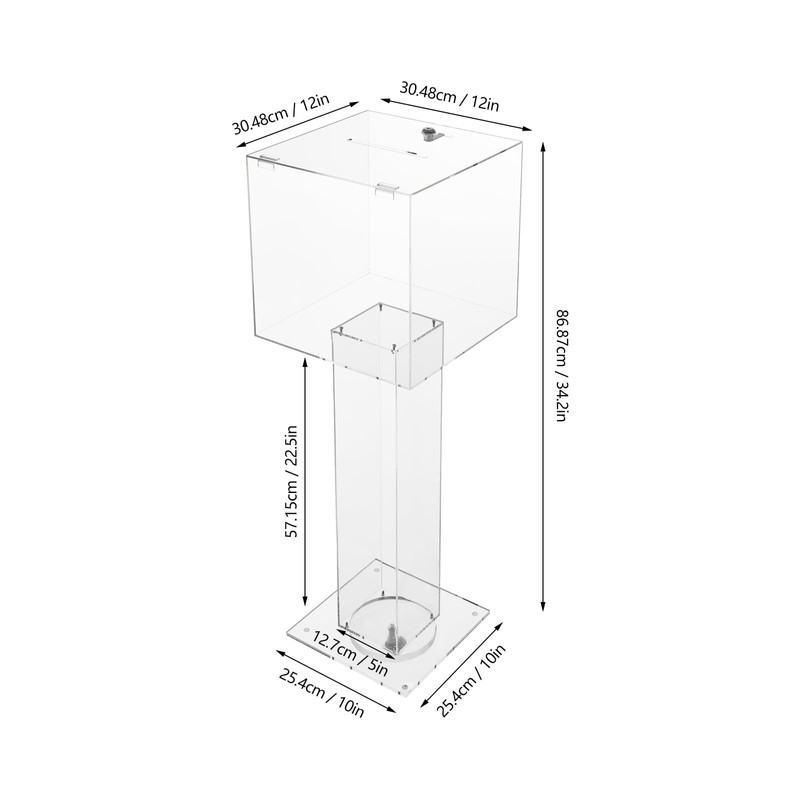 YUYFCC Acrylic Donation Box Freestanding Clear Suggestion Box with Lock