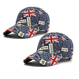 XGOPTS Union Jack Baseball Cap GB UK Great Britain Flag Print Hat - Summer Cotton Sun Hat Adjustable UV-Protection Cap - Sports Events Souvenir Gift Football Rugby (55-58cm)