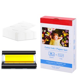 NineLeaf 1 Pack Compatible for Canon KP-36IN KP36IN 1 Color Ink Cassette and 36 Sheets 4 x 6 Paper Glossy Paper Set For SELPHY CP1300 CP1500 CP1200 ES1 ES2 ES30 Wireless Compact Photo