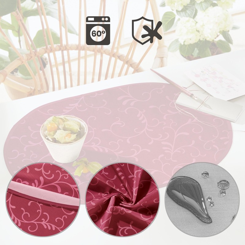 Erwin Müller Placemats Set of 2 Washable Burgundy Oval Size: