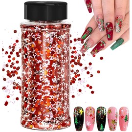Christmas Glitter, 100 g Christmas Art Glitter Sequins, for Epoxy Resin, Laser Snowflake Christmas Tree Flakes for Nails, Face, Makeup, Body, Glitter Festival Decoration (SD-12)