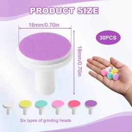 30Pcs Baby Nail File Pads, Nail Trimmer Replacement Pads for Electric Baby Trimmer Nail Grinding Polishing Head Universal Children's Spare Nails Grinder Head for Newborn Infant Toddler and Adults
