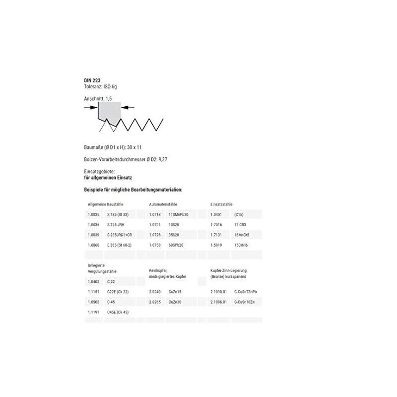 BAER Die UNC 3/8 x 16 - HSS Tap -