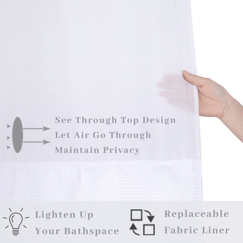 Ecoehoe 48" W x74“ L Hook Free Fabric Stall Shower
