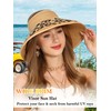 soul young Womens Beach Straw Sun Hats Ponytail Hole Wide