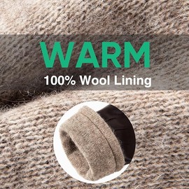 Alepo Winter PU Leather Gloves for Men, Warm Thermal Touchscreen Texting Typing Dress Driving Motorcycle Gloves with Wool Lining (Gray-S)