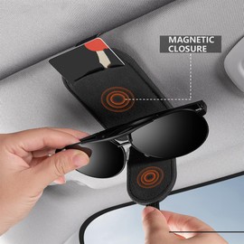 JNNJ Car Sunglasses Holder Clip, Sunglasses Storage Car Accessories Interior, Document Card Holder for Car Glasses Bills Credit Card Organiser (Black)