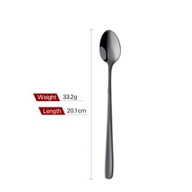 SBOMHS Latte Macchiato Spoon 18/10 Stainless Steel Coffee Spoon Long Handle Cafe Cappuccino Spoon Dessert Spoon 20 cm Long Drink Spoon for Nutella Latte Coffee Pack of 6 Large Yoghurt Spoons (Black)