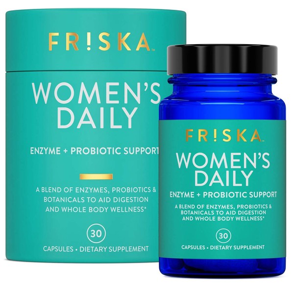 FRISKA Womens Daily | Digestive Enzyme and Probiotics Supplement | Natural Support for Female Digestion, Immune and Urinary Health | 30 Capsules