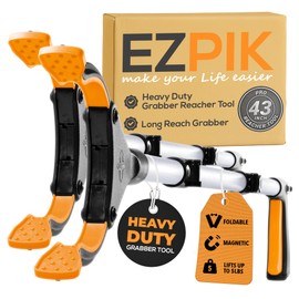 EZPIK Pro 43" Foldable Grabber Reacher Tool for Seniors - Grabbers for Elderly Reaching Tool Heavy Duty Pickup Trash Picker Upper Equipment - Claw Grabber Stick for Reaching Aids, Weed Gripper 2-Pack