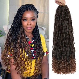 Aayubb Faux Locs with Curly Ends 24 Inch Crochet Hair Extensions 7 Packs Soft Locs with Curly Ends 12 Strands Pre-looped