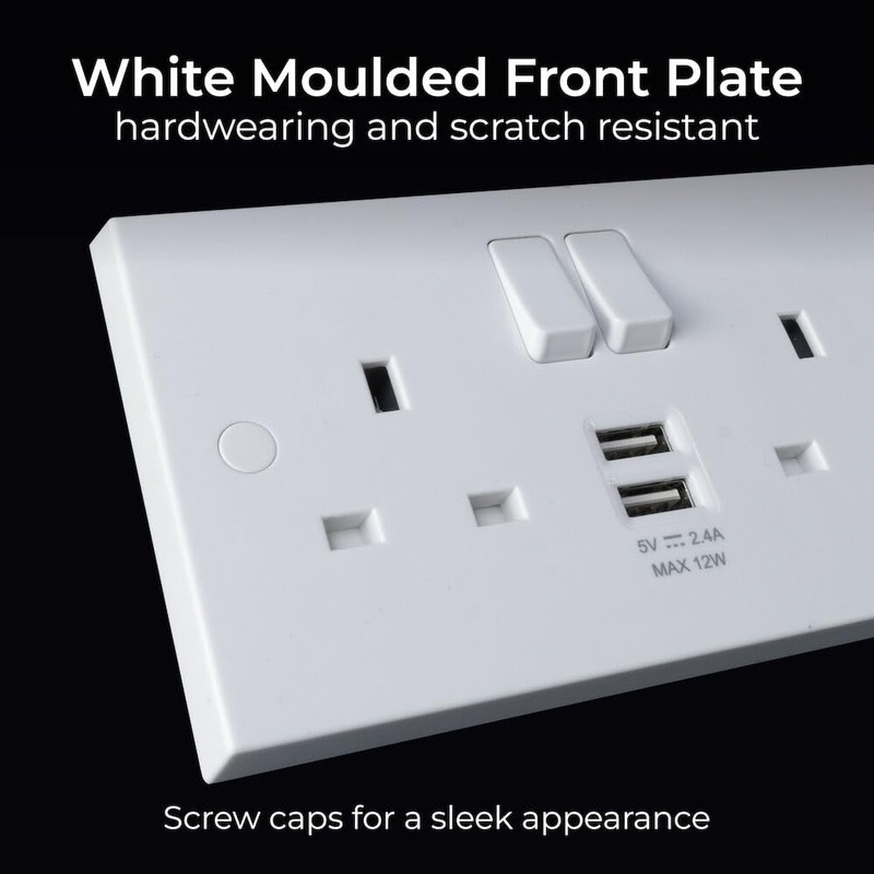 BG Electrical Double Switched Power Socket with Two Type A