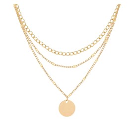 Generic Adjustable 3 Layered Necklace with Coin Pendant, Color Gold