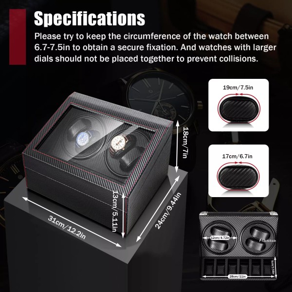 Unbranded 4+6 Automatic Rotation Watch Winder Self Winding Carbon Fiber