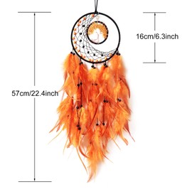 Donko Crystal Stone Dream Catcher, Tree of Life Dream Catchers, Orange Feather Dream Catcher for Bedroom Decor, Handmade Dream Catcher for Wall Hanging Decor