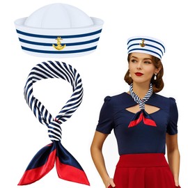 Orgoue Yacht Captain Costume Set, Navy Costume Sailor Costume Accessories with Sailor Hat Captain Hat Sunglasses (2pcs)