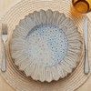 Creative Co-Op Flower-Shaped Stoneware Plate in Reactive Glaze, White and