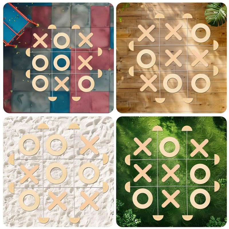 Offelec Jumbo Wooden Tic Tac Toe Games - Brain Teaser