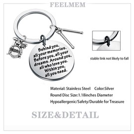 FEELMEM Drummer Gift Behind You All Your Memories Keychain Drum Kit Gifts Musician Jewelry Music Student Graduation Gift Percussion Jewelry (Drummer-ky)
