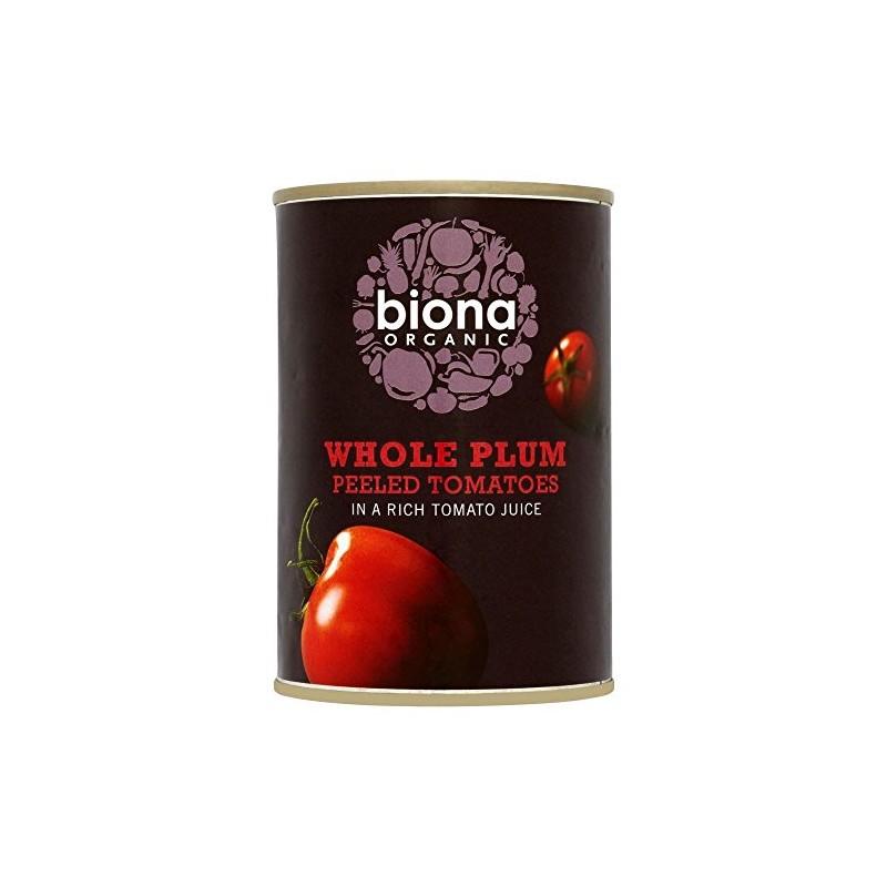 Biona Organic Whole Plum Peeled Tomatoes (400g) - Pack of