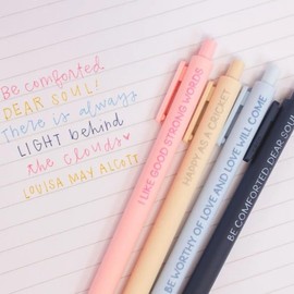 Pippi Post Little Women Jo March Gel Pens for Journaling, Set of 4 Retractable Colorful Pens, Multi Colored Pen, Note Taking Supplies, Cute School Supplies Aesthetic, Book Lovers Gift