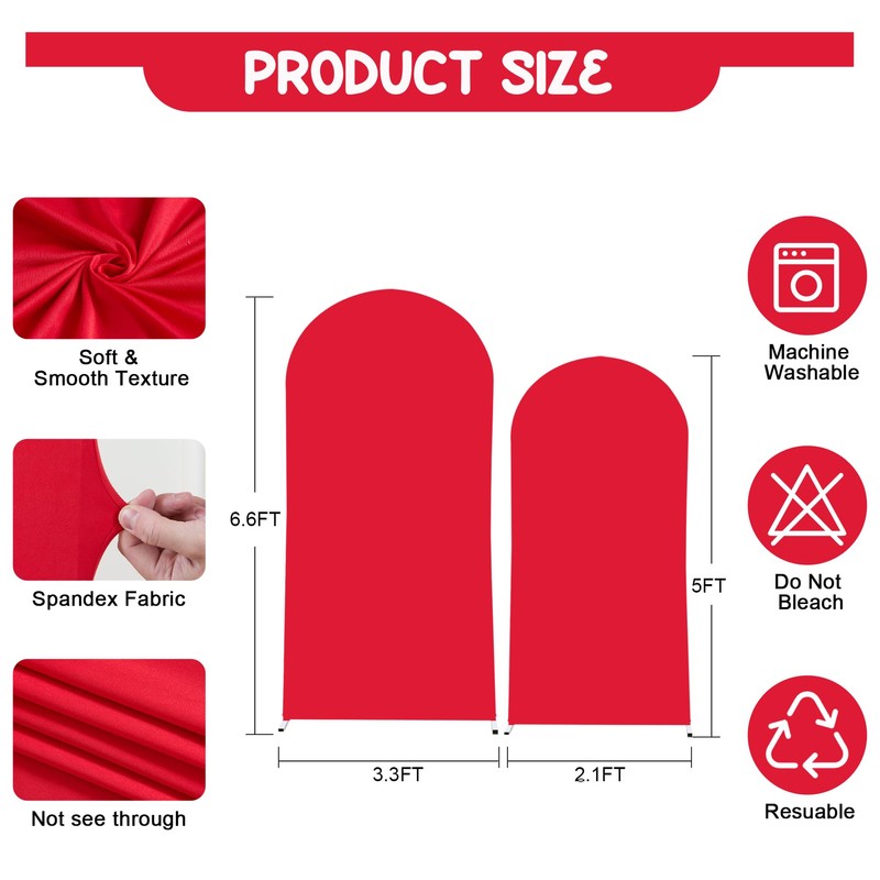 Red Arch Backdrop Covers - 7.2FT, 6FT Spandex Fitted Wedding