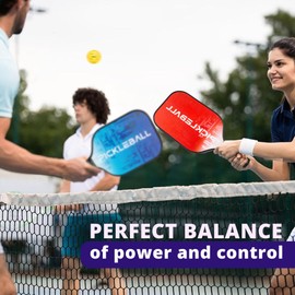 Medeca - Pickleball Set Fiberglass Surface Rackets Multicolor Pickleball Paddles Set of 2, Complete Pickle Ball Paddle Set with Balls and Carry Bag