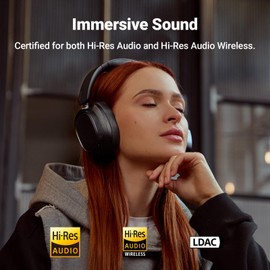 Edifier Active Noise Cancelling Headphones, Over Ear Bluetooth Headset, 92H Playtime Wired & Wireless Hi-Res Audio Certified, Fast Charging Clear Calls for Home Office Travel (Black)