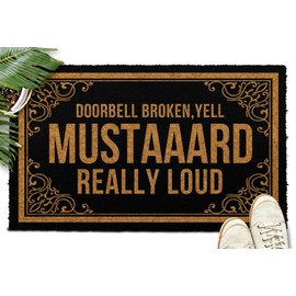 Shelinh Doorbell Broken,Yell Mustaaard Really Loud-Black Welcome Matt Outdoor Rubber Door Mat Entrance Welcome Rug 23.5x15.7 Inch