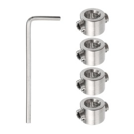 sourcing map 4pcs 6mm Drill Stop Collar Set Depth Stop, Adjustable Stainless Steel Drilling Limit Ring, Anodizing Surface Dowel Shaft Chuck Positioner with Hex Wrench, Silver