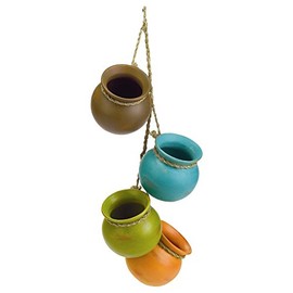 Fennco Styles Home Decor Mini Ceramic Pot Set (Southwestern Hanging Pots)