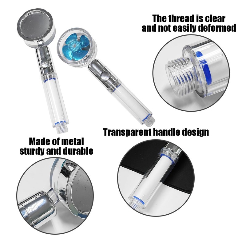 1 Fan Blade Shower, 1 Replacement Filter, Propeller Shower, Charged