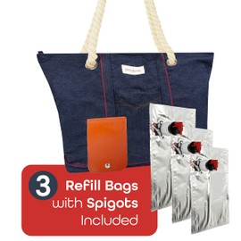 Cork & Vine Wine Tote Bag, Rainbow Leopard Print Canvas Wine Purse with Cooling Compartment, Built-in Pouring Spout and 3x 1.5 Liter Beverage Pouches, Chill and Pour Drinks at Beach, Concerts, Picnics