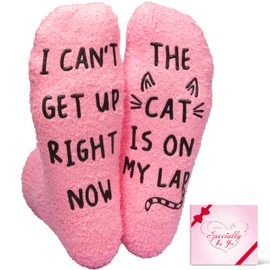 Sunia Cat Dog Gifts for Women, Funny Socks Christmas Birthday Gifts for Cat Dog Lover Gifts, Cat Dog Fuzzy Novelty Socks with Gift Box
