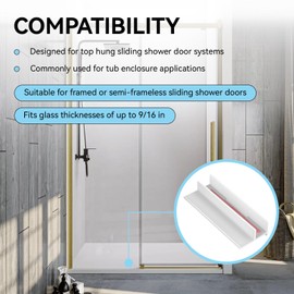 M6221 Sliding Shower Door Bottom Track Guide, 5/8 in. Channels, Glass Shower Door Plastic Track Replacement Fits Glass Thicknesses of up to 9/16 in (2 Pack)