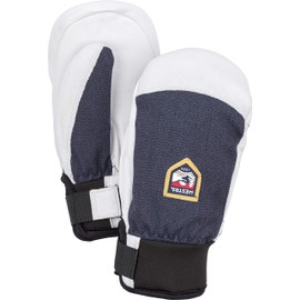 Hestra Army Leather Patrol Jr. Mitt I Waterproof, Insulated Leather Kids Mitt for Skiing, Snowboarding, or Playing in The Snow - Blue - 6