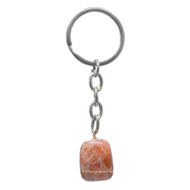 Amazing Gemstone Sunstone Crystal Car Key Holder - Crystals and Healing Stones Car Keys Keychain for Gift for Christmas Stockings Stuffers for Women Men Teen Kids (Tumbled Crystal Keychain)
