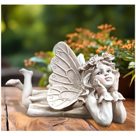 Garden Fairy Decor for Outside - Angel Holding Face Figurines, Lovely Fairy Statues Outdoor and Indoor, Ideal for Patio, Yard, Porch, and Lawn, Gift for Women