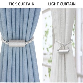 XDerlin 4 Pack Strong Magnetic Curtain Tiebacks Outdoor Decorative Tie Backs Modern Rope Tiebacks Modern Handmade Tie Backs Decorative Curtain Holdbacks for raperies- White
